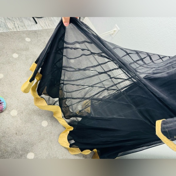 Vintage Middle eastern Pakistan Mesh Gold Long Sleeve Embroidered Tulle Dress - Picture 6 of 6